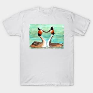 Great crested grebes in love T-Shirt